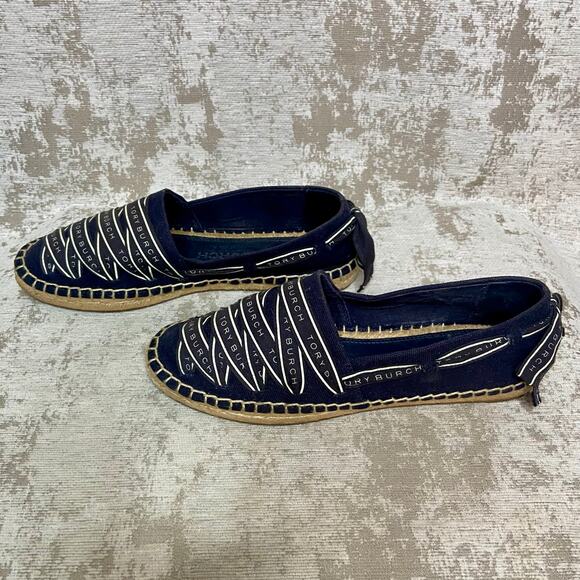 Tory Burch Tory Ribbon Espadrille in Perfect Navy/New Ivory - Picture 4 of 9